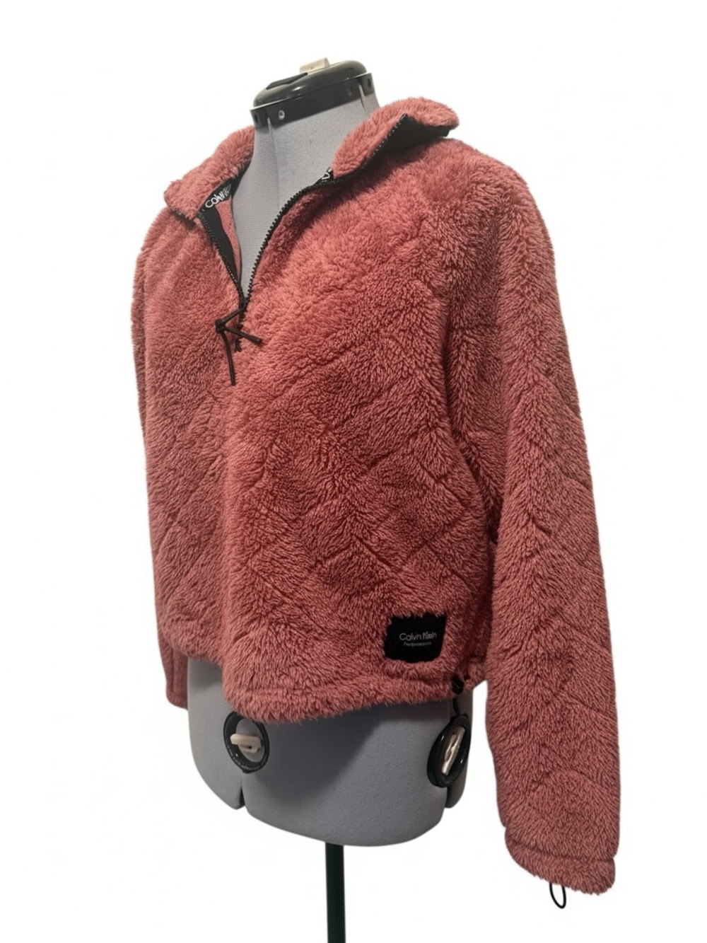 Calvin Klein Rose Sherpa Half-Zip Teddy Jacket